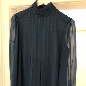 Tory Burch, blue-green, size 6 silk top.